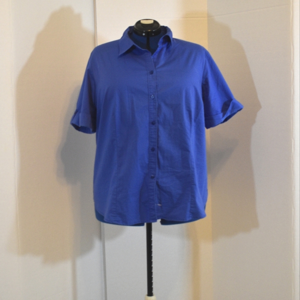 George Royal blue short sleeve button up. Size 18W - 20W